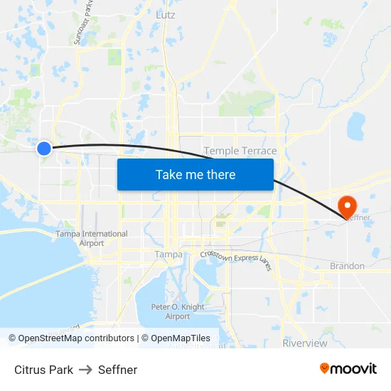 Citrus Park to Seffner map