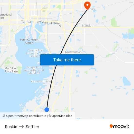 Ruskin to Seffner map