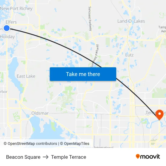 Beacon Square to Temple Terrace map