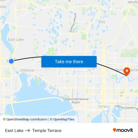 East Lake to Temple Terrace map