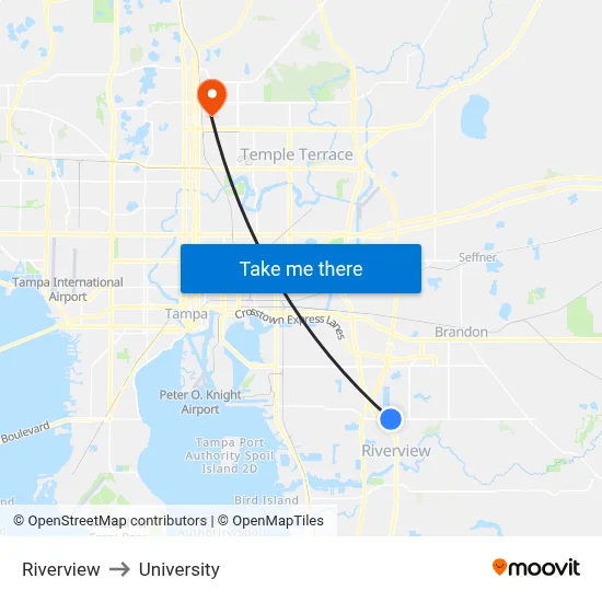 Riverview to University map