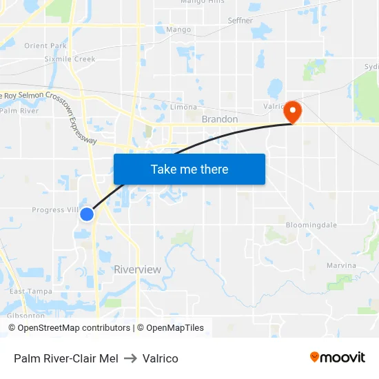 Palm River-Clair Mel to Valrico map