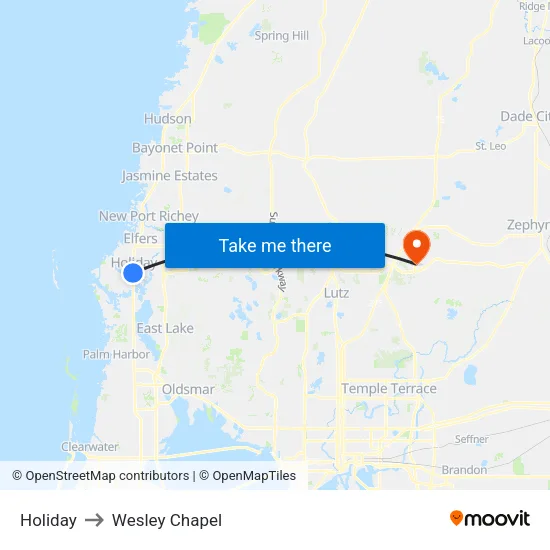 Holiday to Wesley Chapel map