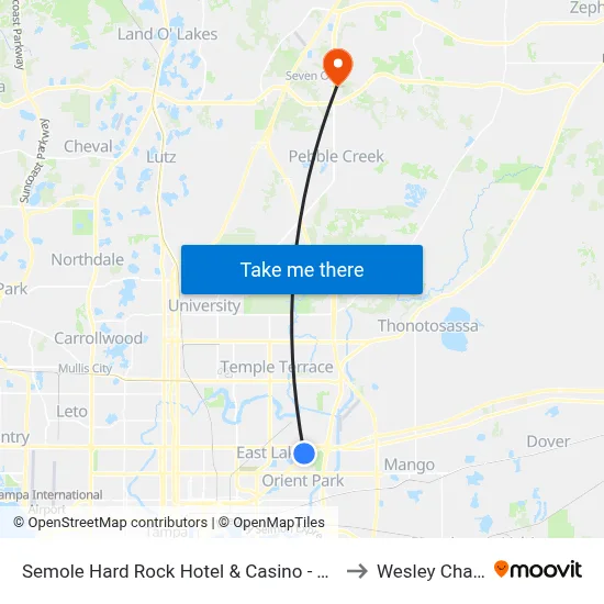 Semole Hard Rock Hotel & Casino - Tampa to Wesley Chapel map