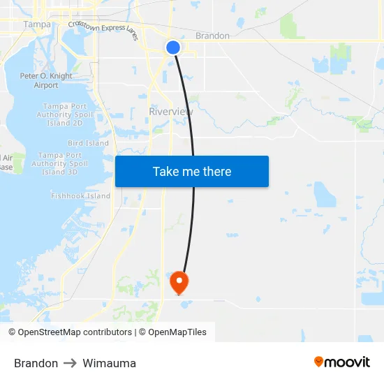 Brandon to Wimauma map