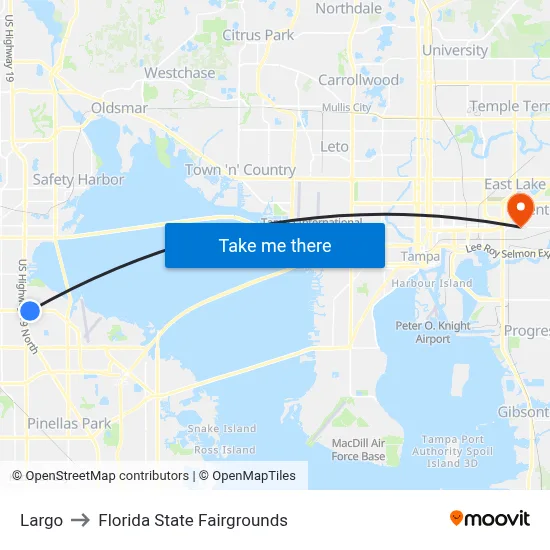 Largo to Florida State Fairgrounds map
