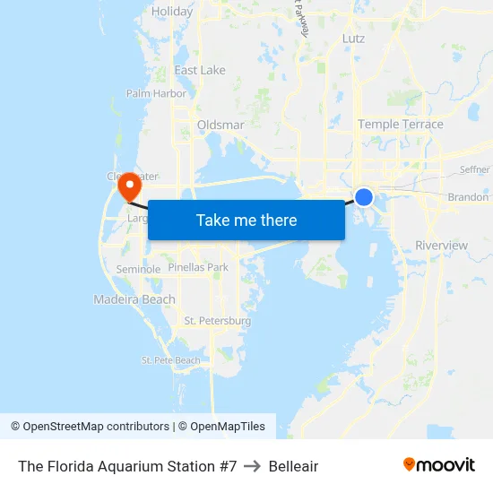 The Florida Aquarium Station #7 to Belleair map
