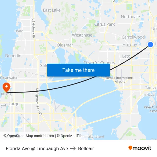 Florida Ave @ Linebaugh Ave to Belleair map