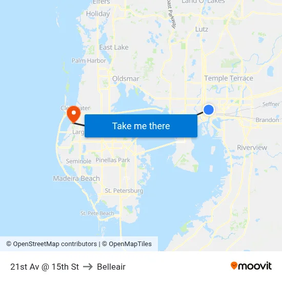 21st Av @ 15th St to Belleair map