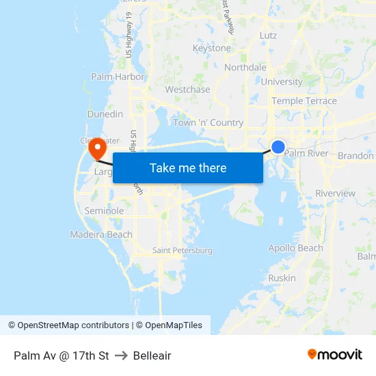 Palm Av @ 17th St to Belleair map