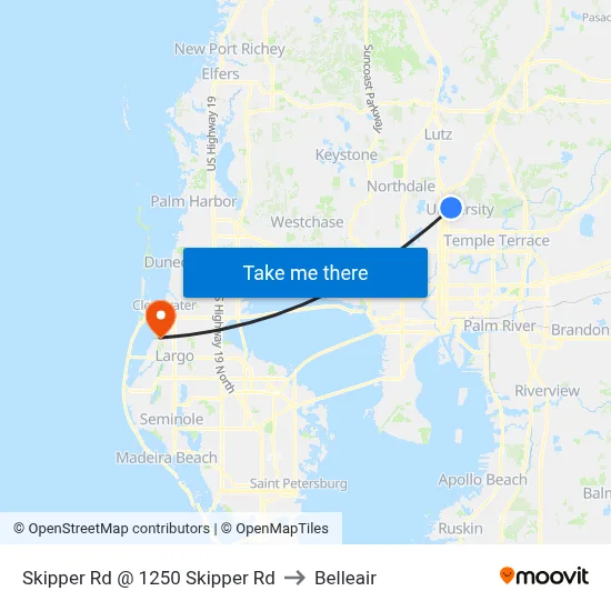 Skipper Rd @ 1250 Skipper Rd to Belleair map