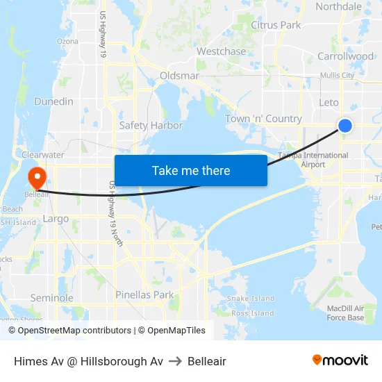 Himes Av @ Hillsborough Av to Belleair map