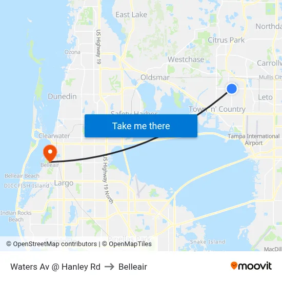 Waters Av @ Hanley Rd to Belleair map