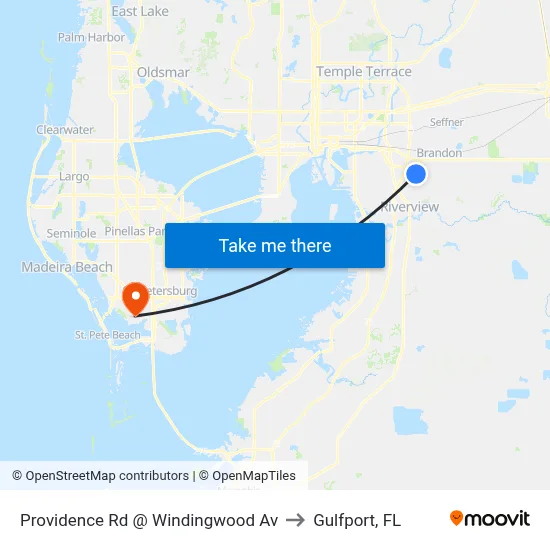 Providence Rd @ Windingwood Av to Gulfport, FL map