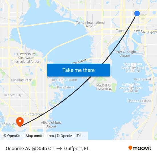 Osborne Av @ 35th Cir to Gulfport, FL map