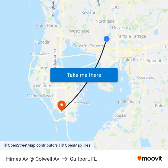 Himes Av @ Colwell Av to Gulfport, FL map