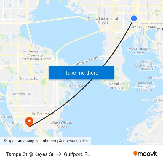 Tampa St @ Keyes St to Gulfport, FL map