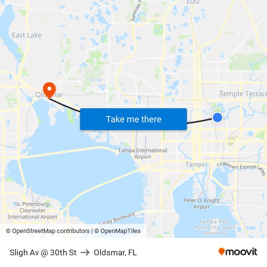 Sligh Av @ 30th St to Oldsmar, FL map