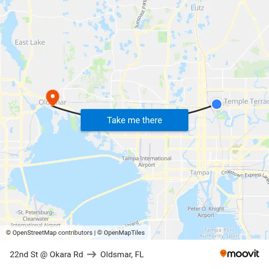 22nd St @ Okara Rd to Oldsmar, FL map