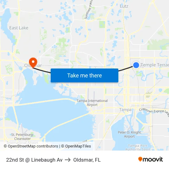 22nd St @ Linebaugh Av to Oldsmar, FL map