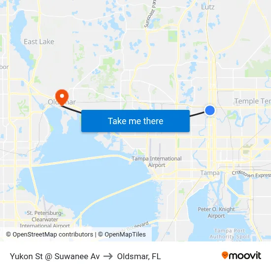 Yukon St @ Suwanee Av to Oldsmar, FL map