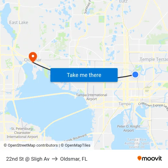 22nd St @ Sligh Av to Oldsmar, FL map
