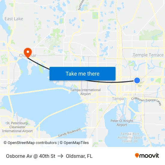 Osborne Av @ 40th St to Oldsmar, FL map