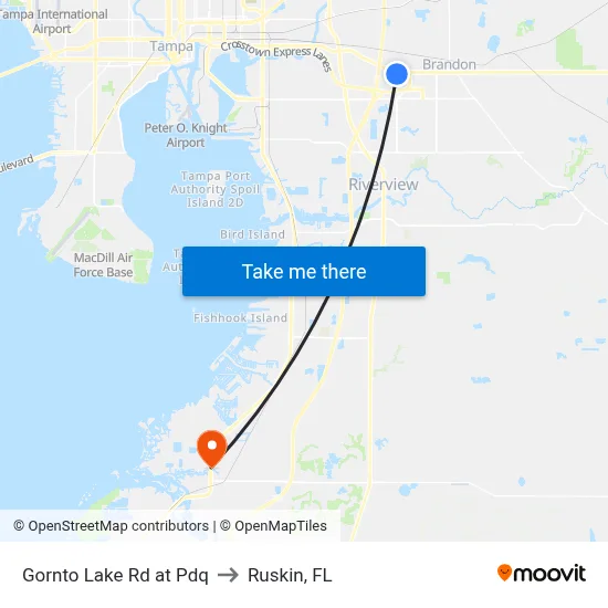 Gornto Lake Rd at Pdq to Ruskin, FL map