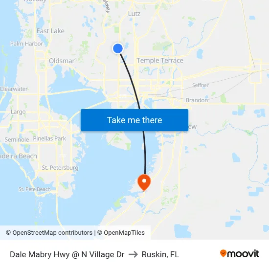Dale Mabry Hwy @ N Village Dr to Ruskin, FL map