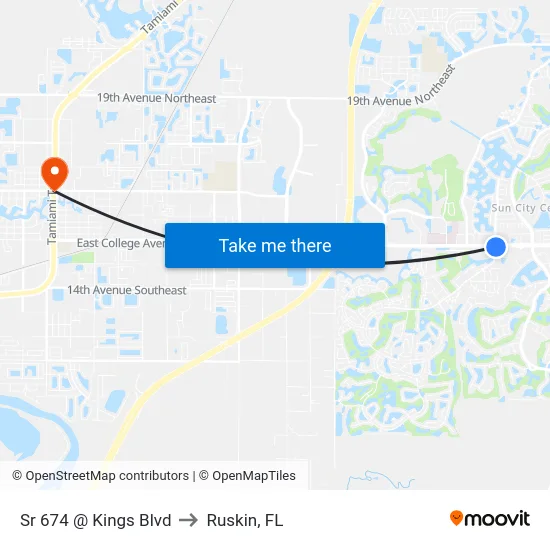 Sr 674 @ Kings Blvd to Ruskin, FL map