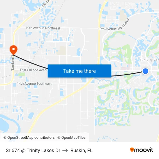 Sr 674 @ Trinity Lakes Dr to Ruskin, FL map