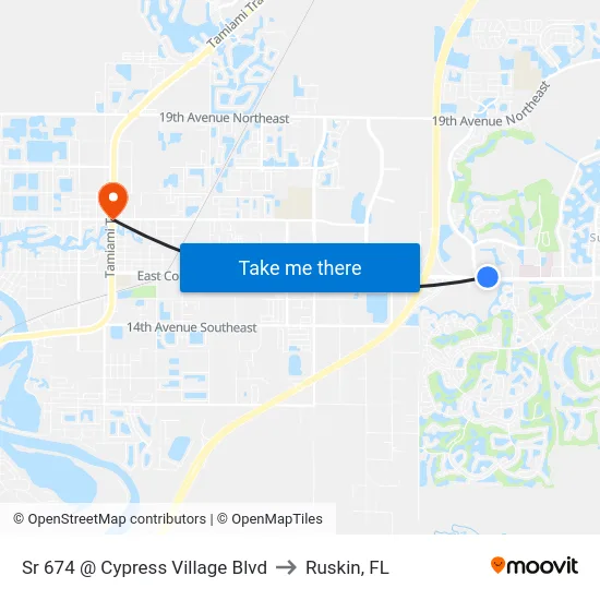 Sr 674 @ Cypress Village Blvd to Ruskin, FL map
