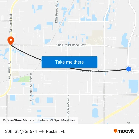 30th St @ Sr 674 to Ruskin, FL map
