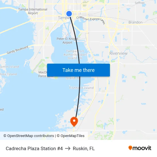 Cadrecha Plaza Station #4 to Ruskin, FL map