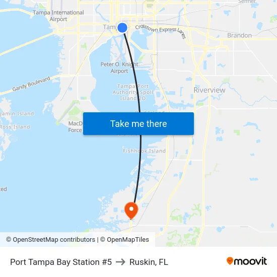 Port Tampa Bay Station #5 to Ruskin, FL map