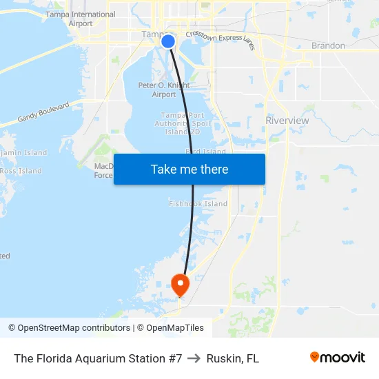 The Florida Aquarium Station #7 to Ruskin, FL map