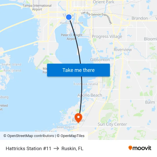 Hattricks Station #11 to Ruskin, FL map