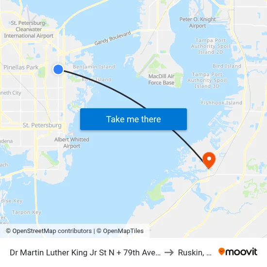 Dr Martin Luther King Jr St N + 79th Ave N to Ruskin, FL map