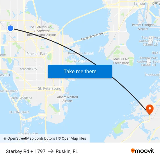Starkey Rd + 1797 to Ruskin, FL map