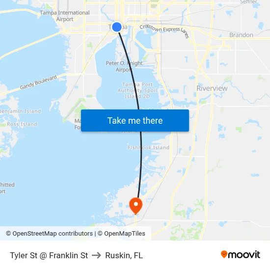 Tyler St @ Franklin St to Ruskin, FL map
