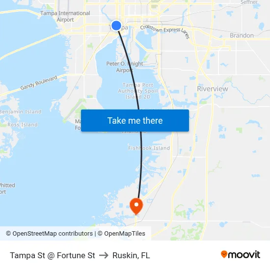 Tampa St @ Fortune St to Ruskin, FL map