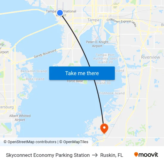Skyconnect Economy Parking Station to Ruskin, FL map