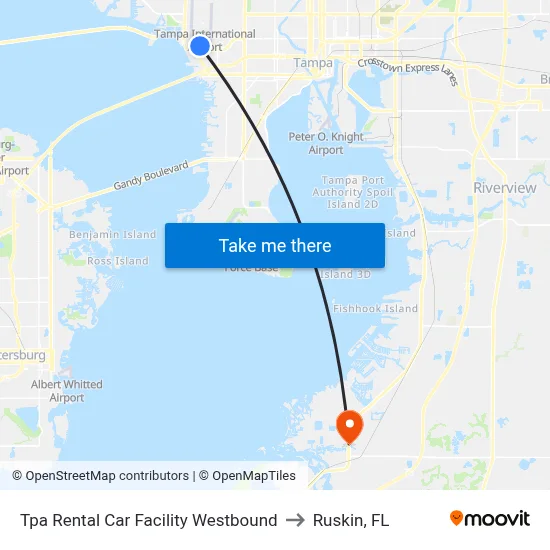 Tpa Rental Car Facility Westbound to Ruskin, FL map