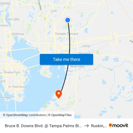 Bruce B. Downs Blvd. @ Tampa Palms Blvd. North to Ruskin, FL map