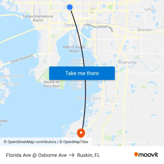 Florida Ave @ Osborne Ave to Ruskin, FL map