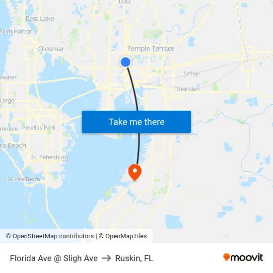 Florida Ave @ Sligh Ave to Ruskin, FL map