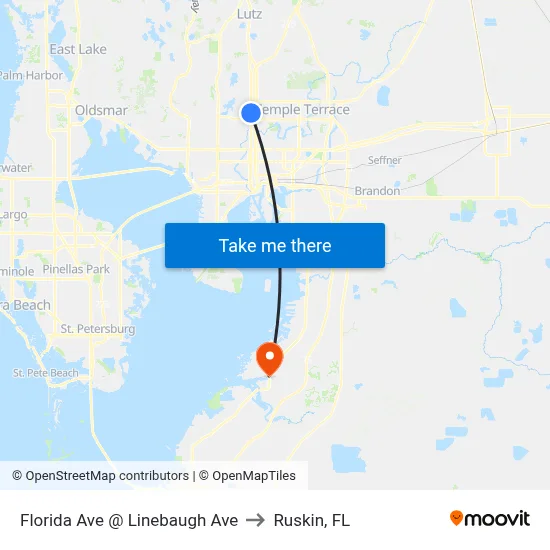 Florida Ave @ Linebaugh Ave to Ruskin, FL map