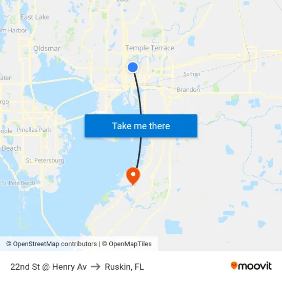 22nd St @ Henry Av to Ruskin, FL map