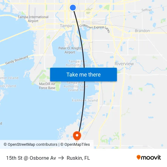 15th St @ Osborne Av to Ruskin, FL map