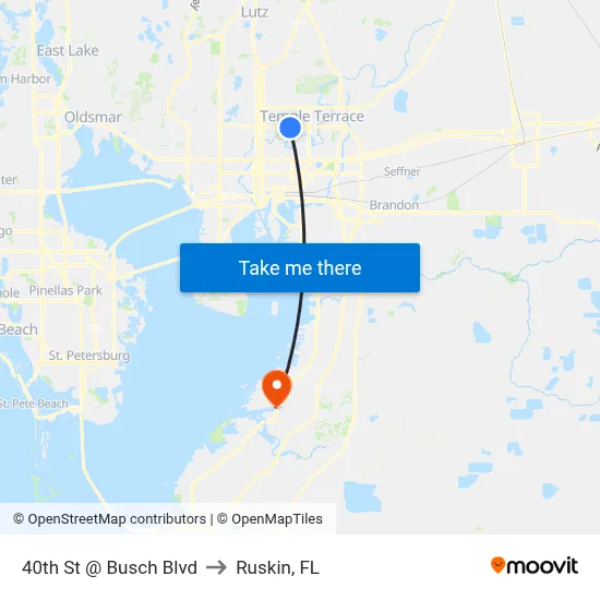 40th St @ Busch Blvd to Ruskin, FL map